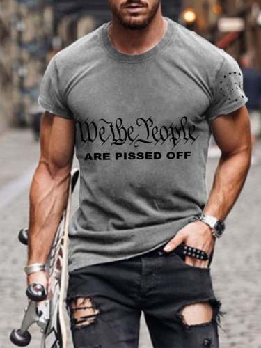 Men's Independence Day 1776 We The People Are Pissed Off Flag Print T-Shirt
