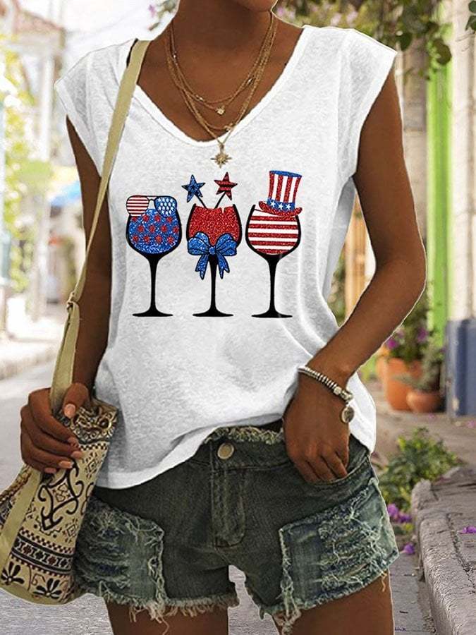 Wine Glass Print Vest