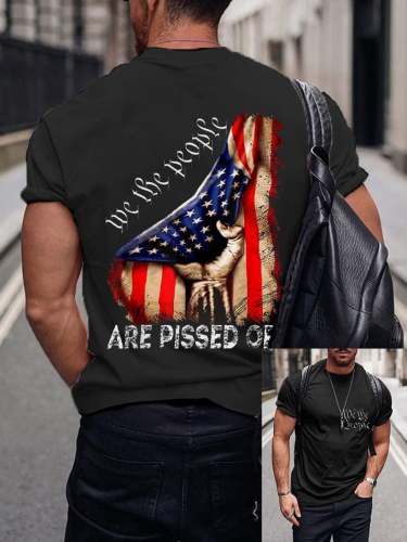 Men's Independence Day 1776 We The People Are Pissed Off Flag Print T-Shirt
