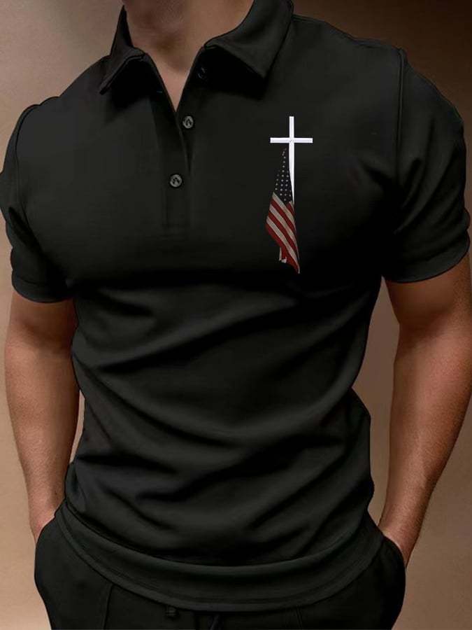 Men's Short Sleeve Casual Printed POLO Shirt