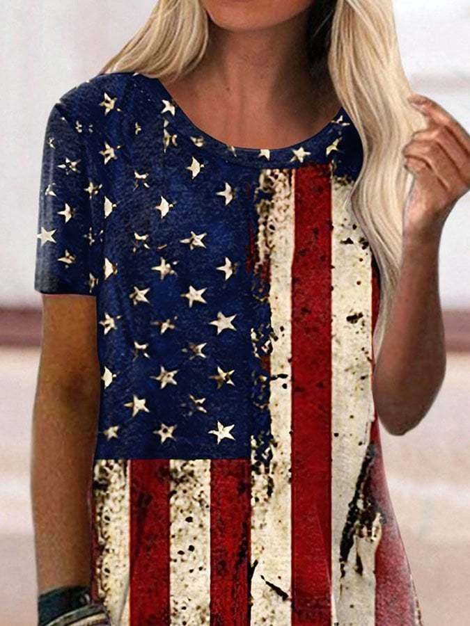 Stars and Stripes Short Sleeve Long T-Shirt