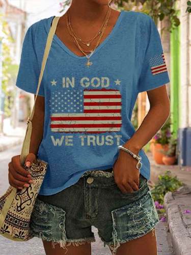 Women's In God We Trust Print Casual T-Shirt