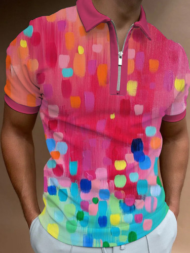 Men's Casual Geometric Short Sleeve Polo Shirt