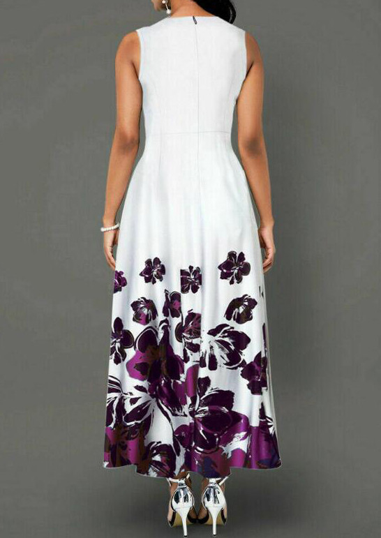 Casual Sleeveless Floral Print Swing Dress