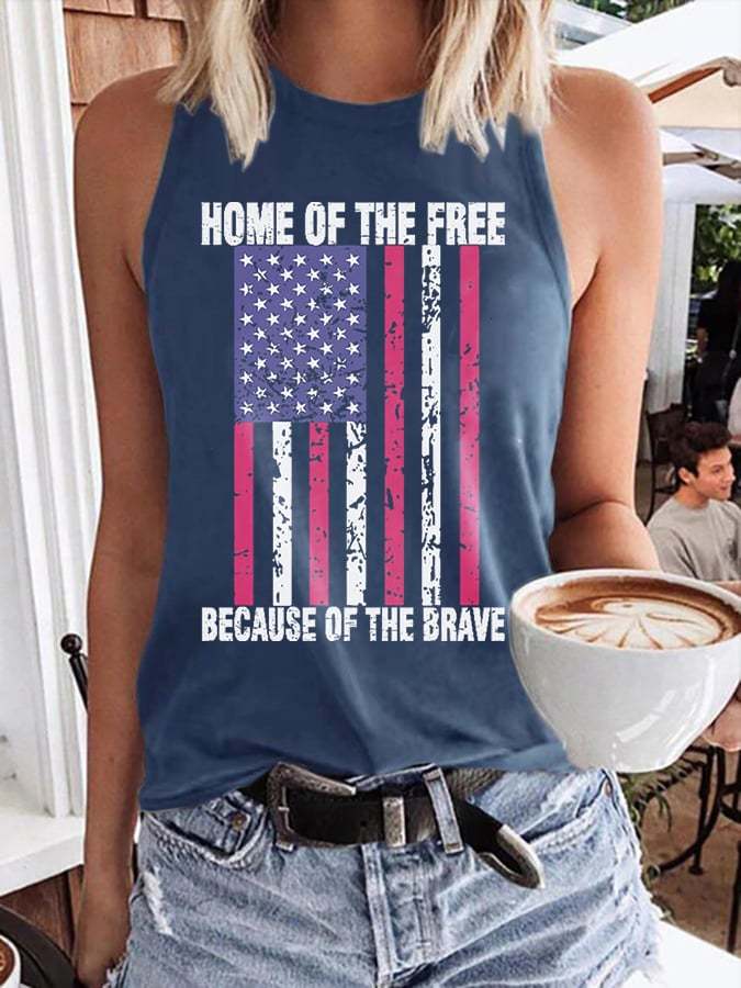 Women's Home of the Free Because of the Brave Printed Tank Top