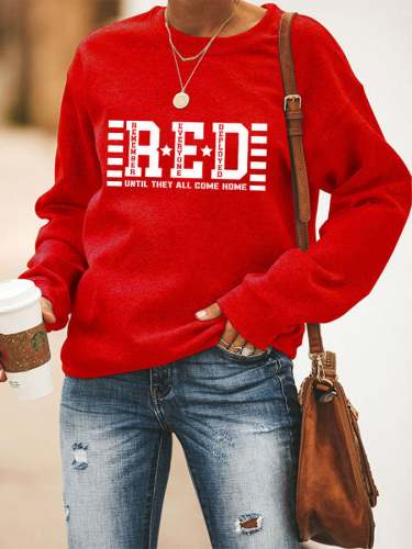 Women's On Friday We Wear Red Casual Letter Print Sweatshirt