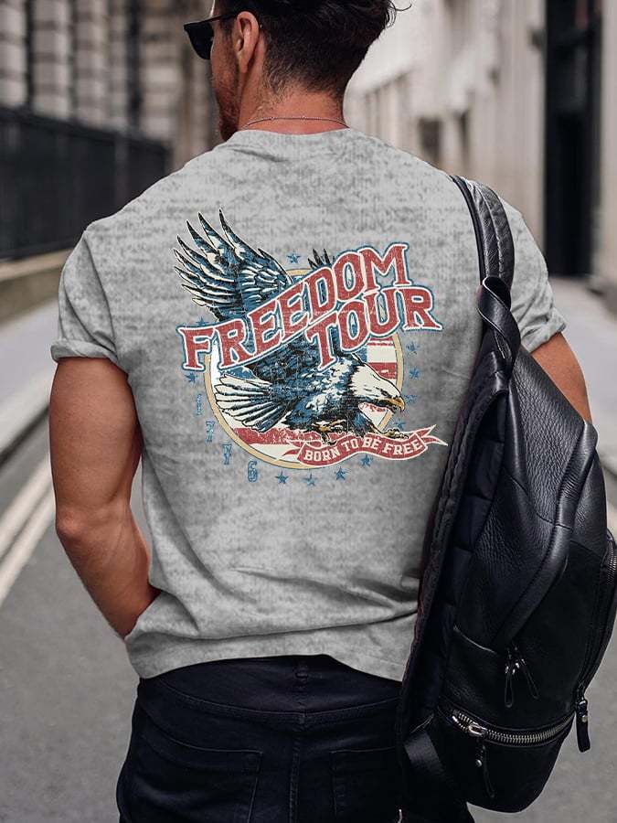 Men's  Vintage 4th of July  Print T-Shirt