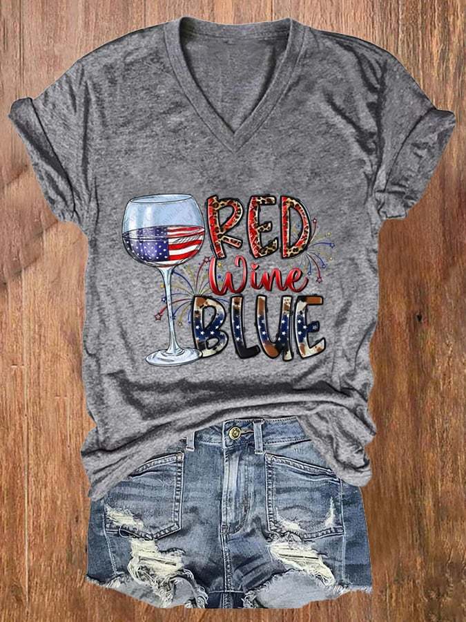 Red wine and blue Casual T-Shirt