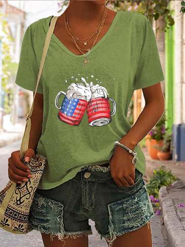 Women'S Flag Print Casual T-Shirt