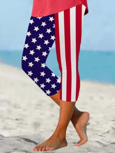 Women's Independence Day Flag Cropped Leggings