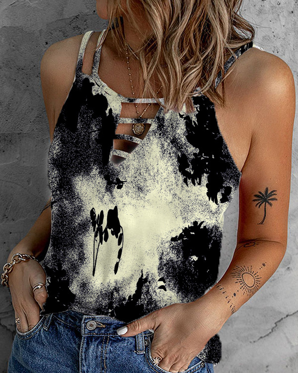 Women's Ink Painting Tie-dye Casual Camisole Top