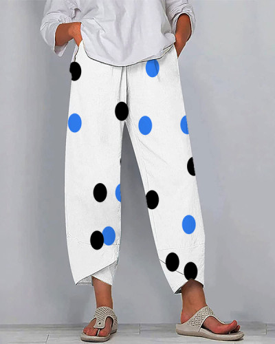 Polka Dot Print Casual Pants