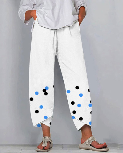 Polka Dot Print Casual Pants
