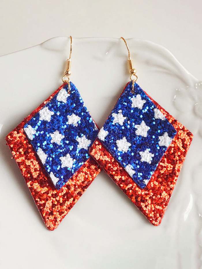 Women's Independence Day Red White Blue Earrings