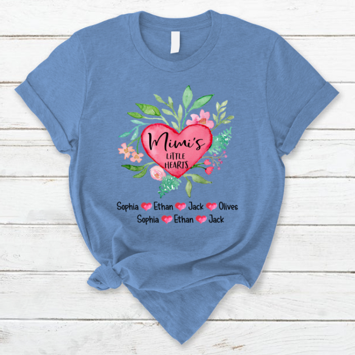 Grandma's Life Heart And Flower Design Personalized T-Shirt