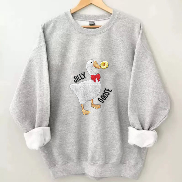Silly Goose Embroidered Sunflower Sweatshirt