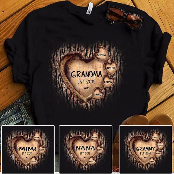 Grandma Personalized Hearts Tree New T-Shirt