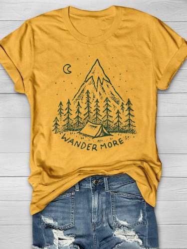 Wander More Camper Print Short Sleeve T-shirt