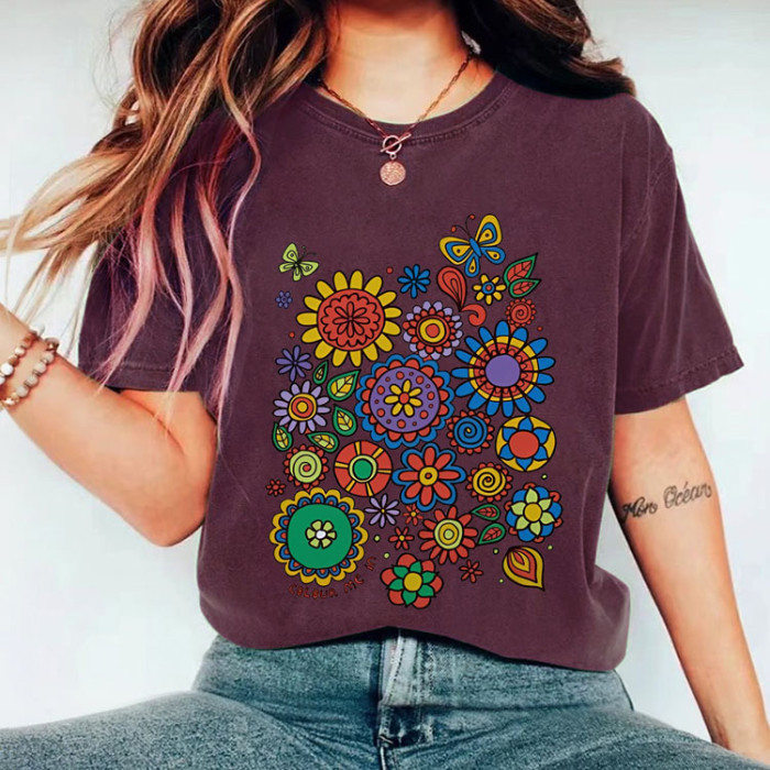 Flower Power Design Doodle Colouring T-shirt