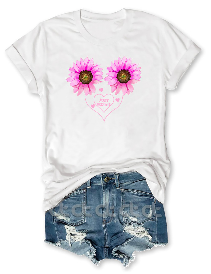 Just Breathe Sunflower Heart T-Shirt