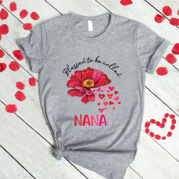 Personalized Grandma Flower Name T-Shirt