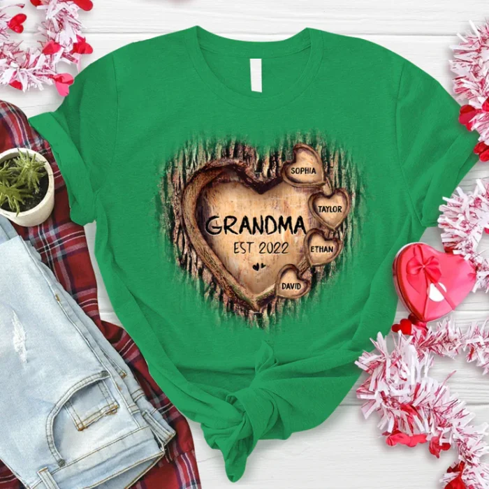 Grandma Personalized Hearts Tree New T-Shirt