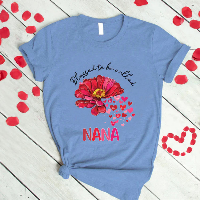 Personalized Grandma Flower Name T-Shirt