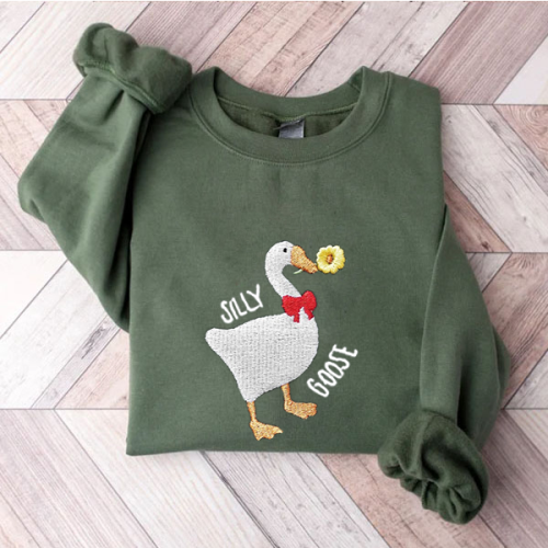 Silly Goose Embroidered Sunflower Sweatshirt
