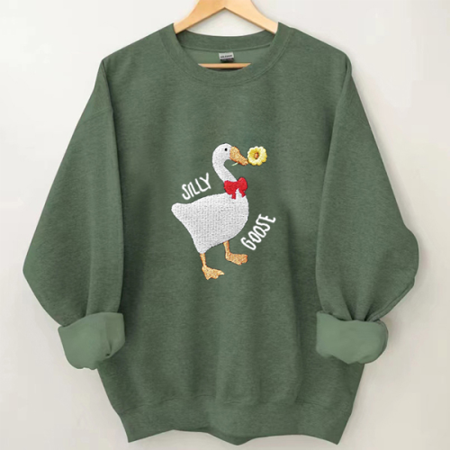 Silly Goose Embroidered Sunflower Sweatshirt