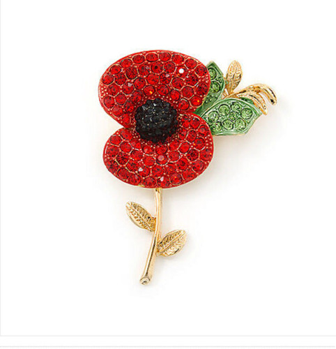 Leaf And Poppy FLowers Pin