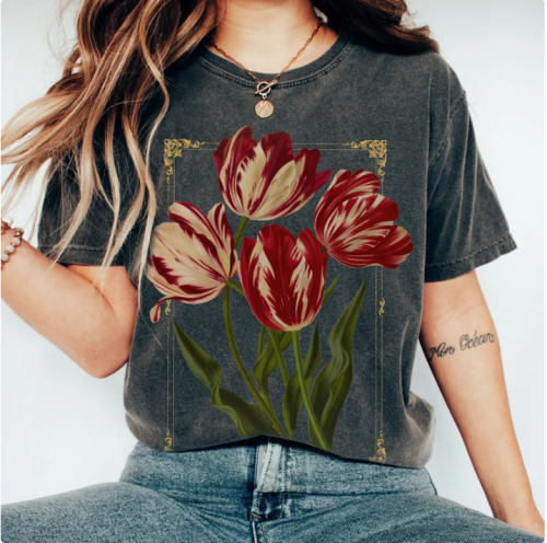 T Shirt Flowers Dark Botanical Shirt