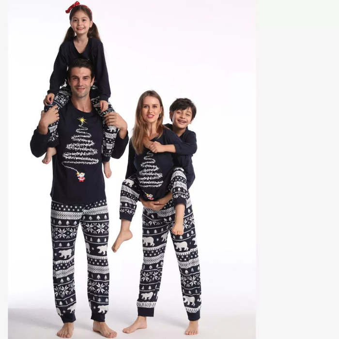 🔥Black Christmas Tree Print Fmalily Matching Pajamas Sets