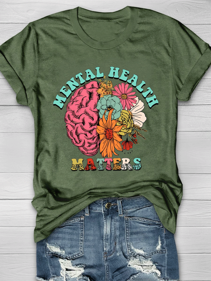 Flower Brain Mental Health Matters Nurse T-shirt