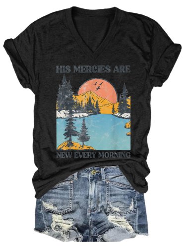 Women'S His Mercies Are New Every Morning Printed Short Sleeve T-Shirt