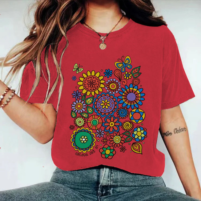 Flower Power Design Doodle Colouring T-shirt