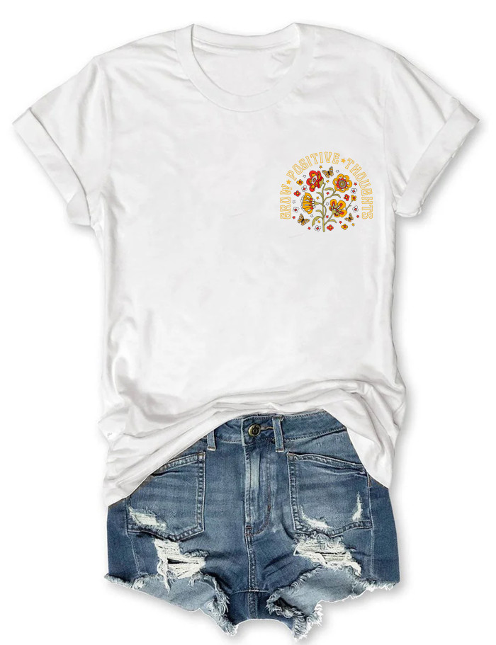 Grow Positive Thoughts Vintage Wildflowers T-shirt