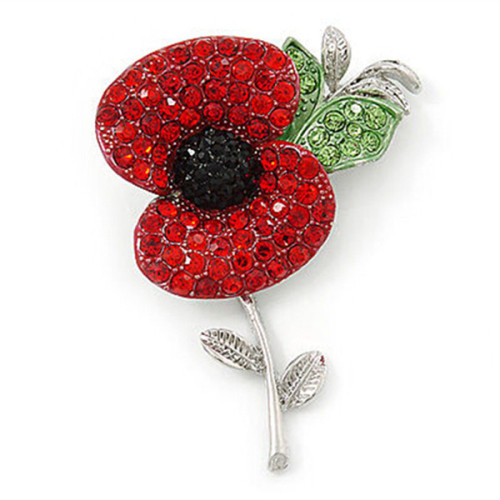 Leaf And Poppy FLowers Pin