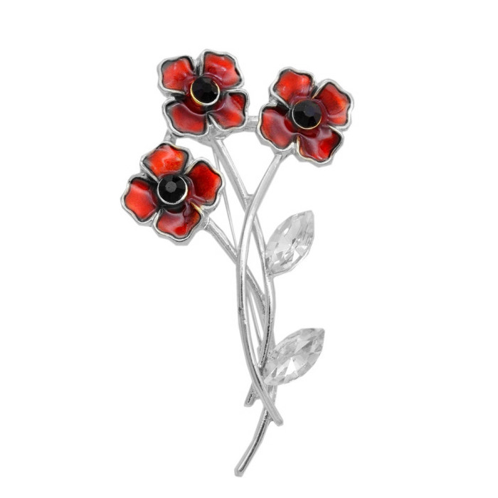 Classic Poppy Flowers Pin