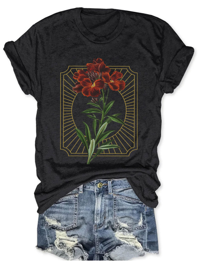 Flowers Dark Botanical T-shirt