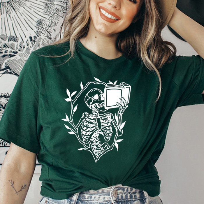 Skeleton With Book T-shirt