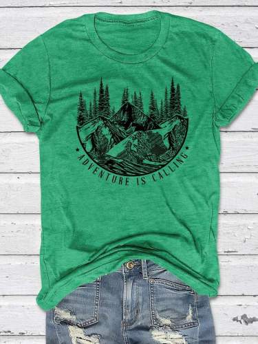 Adventure Is Calling Print Short Sleeve T-shirt