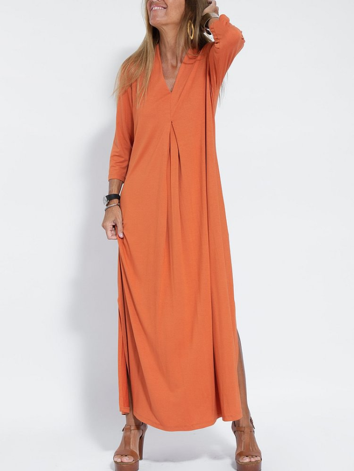 Casual Solid Color V-neck Comfortable Dress