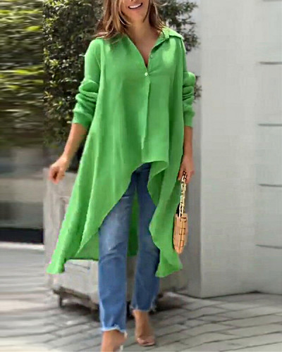 Women's Casual Loose Irregular Long Sleeve Shirt