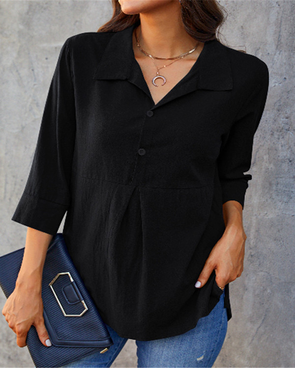 Women's Solid Color Casual Top Loose Shirt
