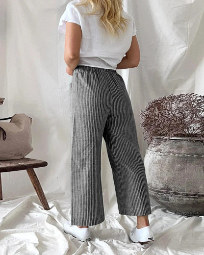 Women's Stripe Print Casual Loose Pants