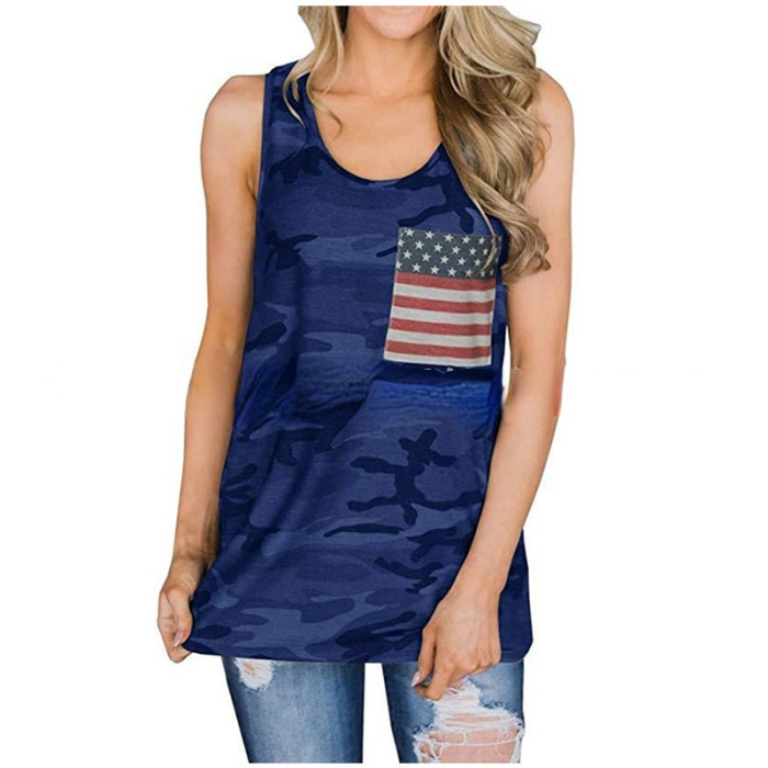 Independence Day Flag Print Loose Casual Tank Top