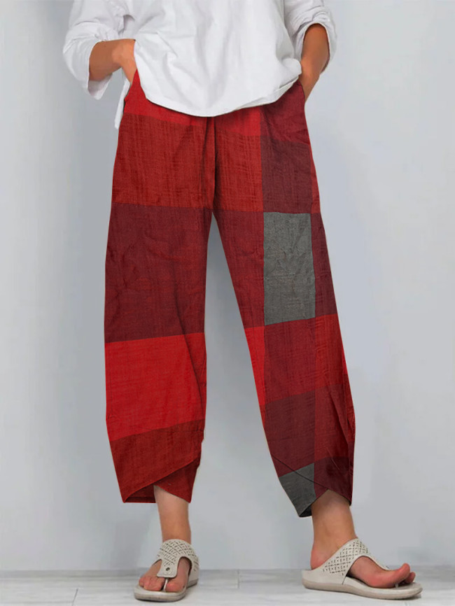 Women's Plaid Casual Loose Pants