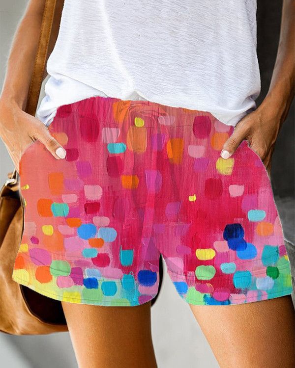 Women's Colorful Art Print Loose Sport Casual Shorts
