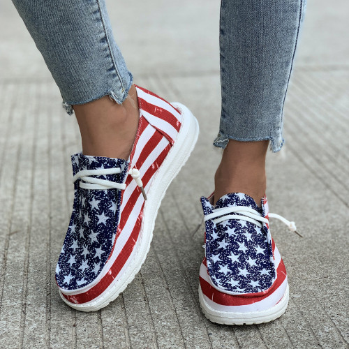 Women's red flag canvas casual shoes