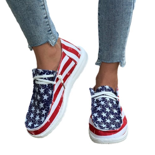Women's red flag canvas casual shoes